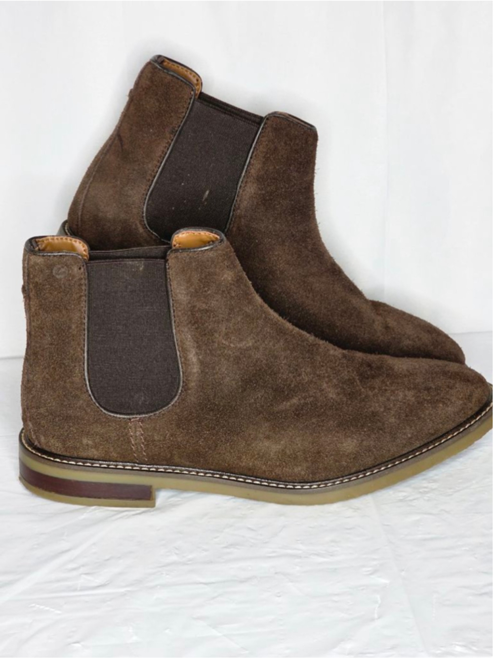 Clarks Brown Suede Chelsea Boots Men's Size 10.5 - Picture 4 of 8